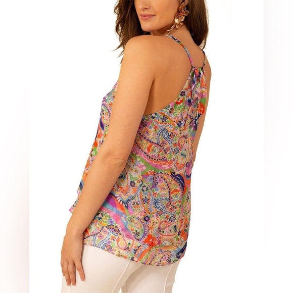 HALE BOB Colorful Paisley Print Spaghetti Strap Vivienne Boho Blouse |S| - Picture 2 of 10